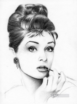 Audrey Hepburn black and white Oil Paintings